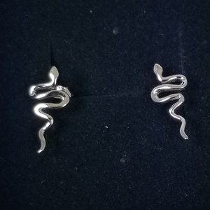 Silver snake earrings 925 Sterling Silver studs